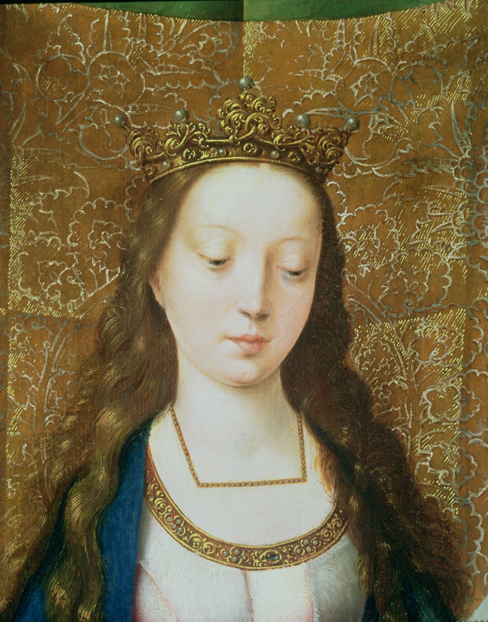 Szent Katalin és a filozófusok, részlet Szent Katalin fejéről (80755 részlet) alkotó: Goossen van der Weyden