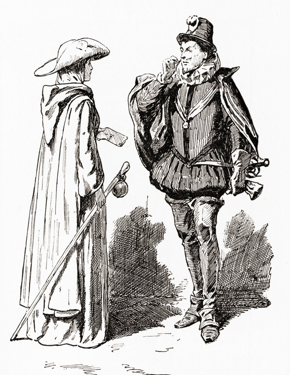 Jelenet William Shakespeare Minden jól végződik című drámájából, V. felvonás, 1. jelenet, Helena: Hogy tetszeni fog, ha ezt a szegényes petíciót átadja a királynak, megjelent William Shakespeare műveiből alkotó: Gordon Frederick Browne