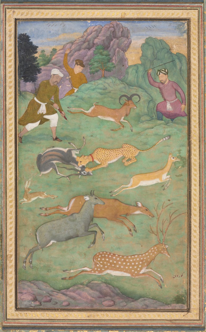 Antilop- és szarvasvadászat, c. 1602-1604. alkotó: Govardhan