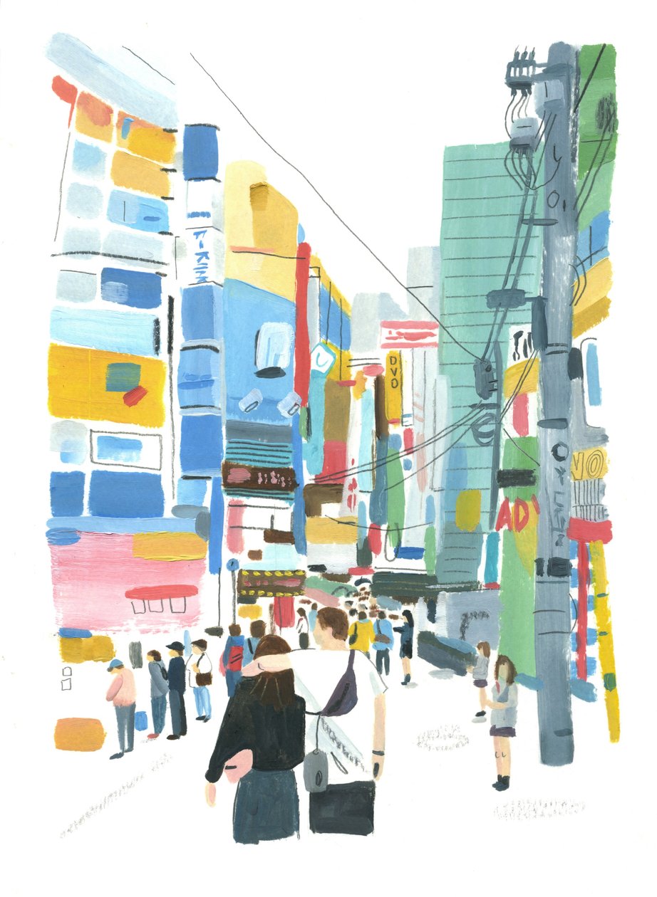 Akihabara, 2015 (olaj, papír) alkotó: Grace Helmer