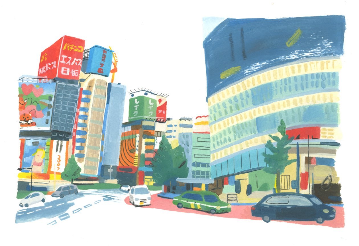 Shinjuku 2, 2015 (olaj, papír) alkotó: Grace Helmer