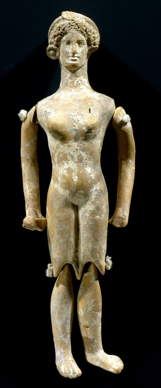 Gyermek baba mozgatható végtagokkal (plangona) Padlásműhely, ie 430-420 (agyag) alkotó: Greek