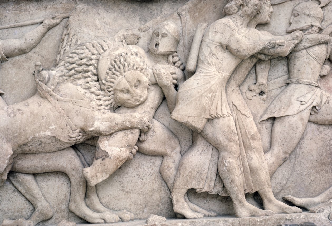 Harc Trója előtt, fríz a szifniusi kincstárból, Kr.e. 525 körül (márvány) alkotó: Greek