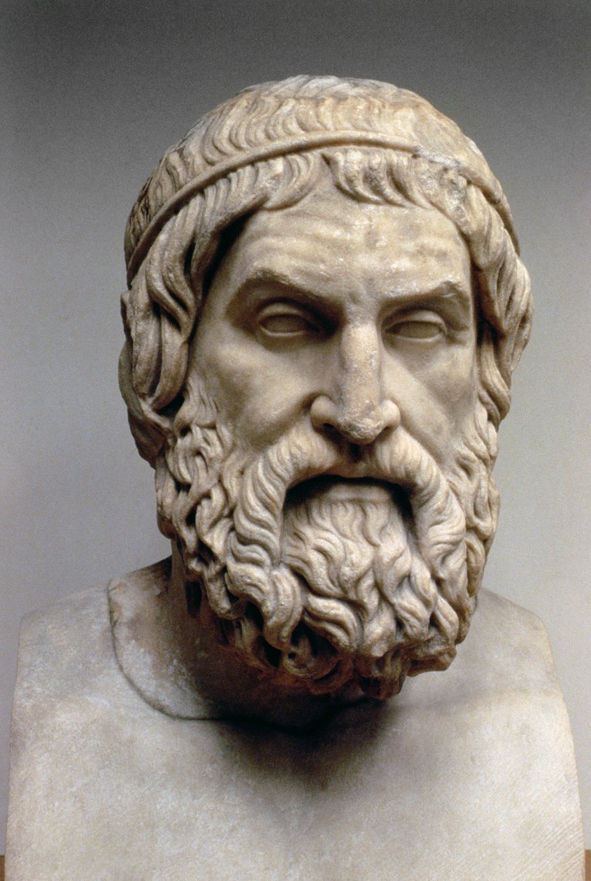 Szophoklész arcképe mellszobra (i.e. 496-05) (márvány) alkotó: Greek