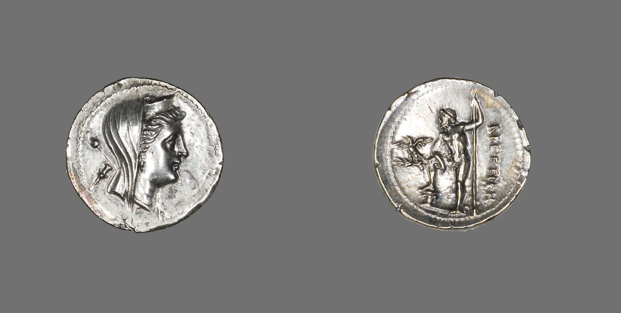 Drachm, amely a nimfát ábrázolja, amfitrit, Kr.e. 216-203 alkotó: Greek School