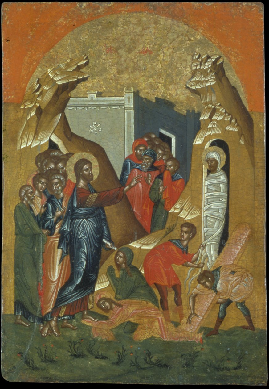 Lázár feltámadása (tojástempera a panelen) alkotó: Greek School