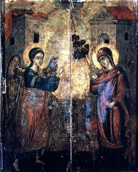 Az Angyali üdvözlet (olaj két panelen) alkotó: Greek School