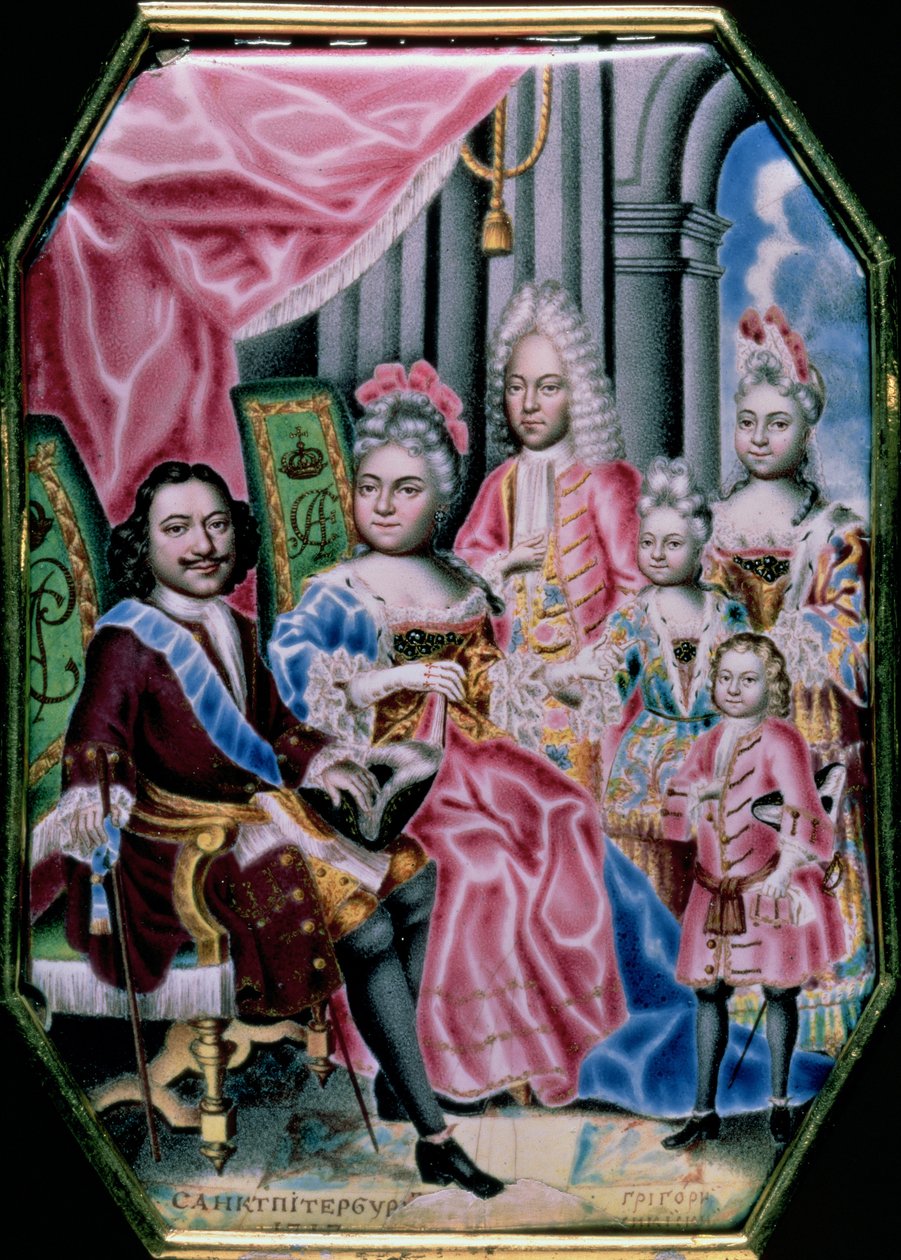 I. Nagy Péter császár családja (1672-1725), 1717 (zománc) alkotó: Grigory Semyonovich Musikiysky