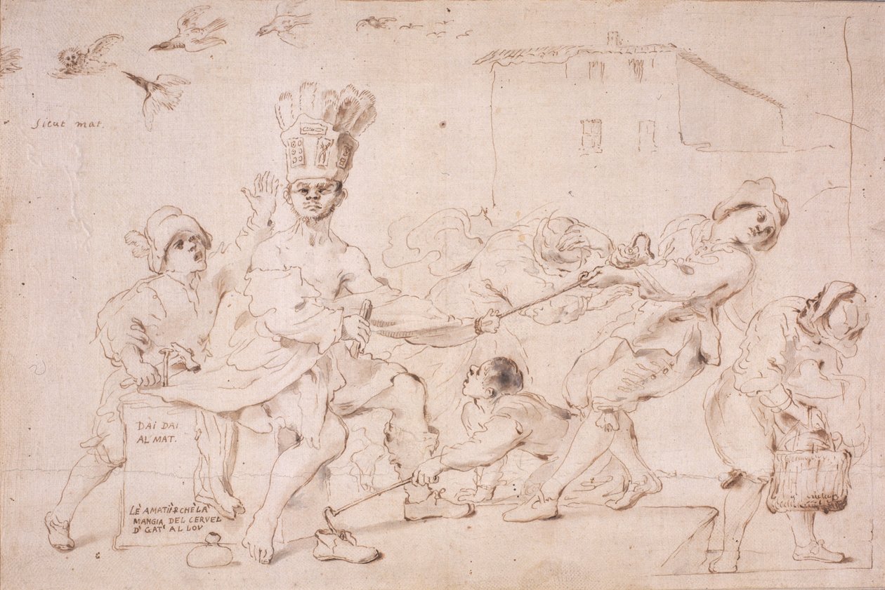 Figure Subject (tinta (szepia) papíron (kártyán)) alkotó: Giovanni Francesco Barbieri