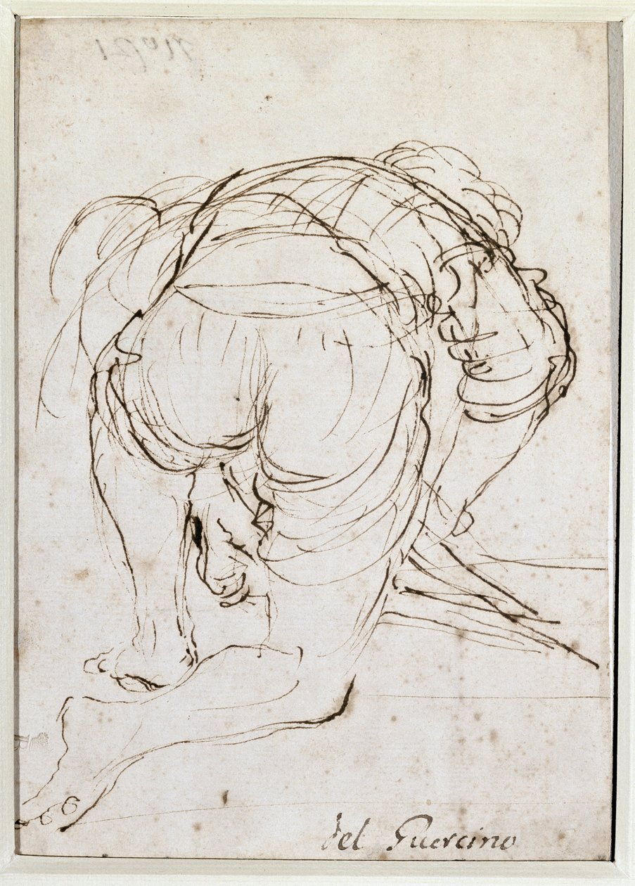 Férfi térdelő - ceruzarajz alkotó: Guercino