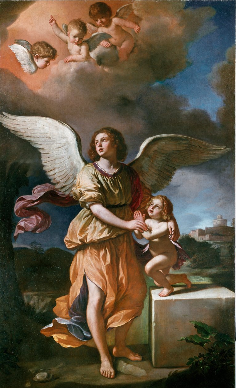 Az őrangyal (olaj, vászon alkotó: Guercino