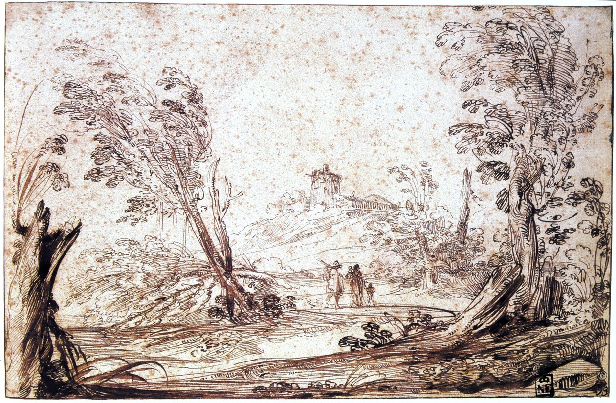 Táj, 17. század alkotó: Guercino