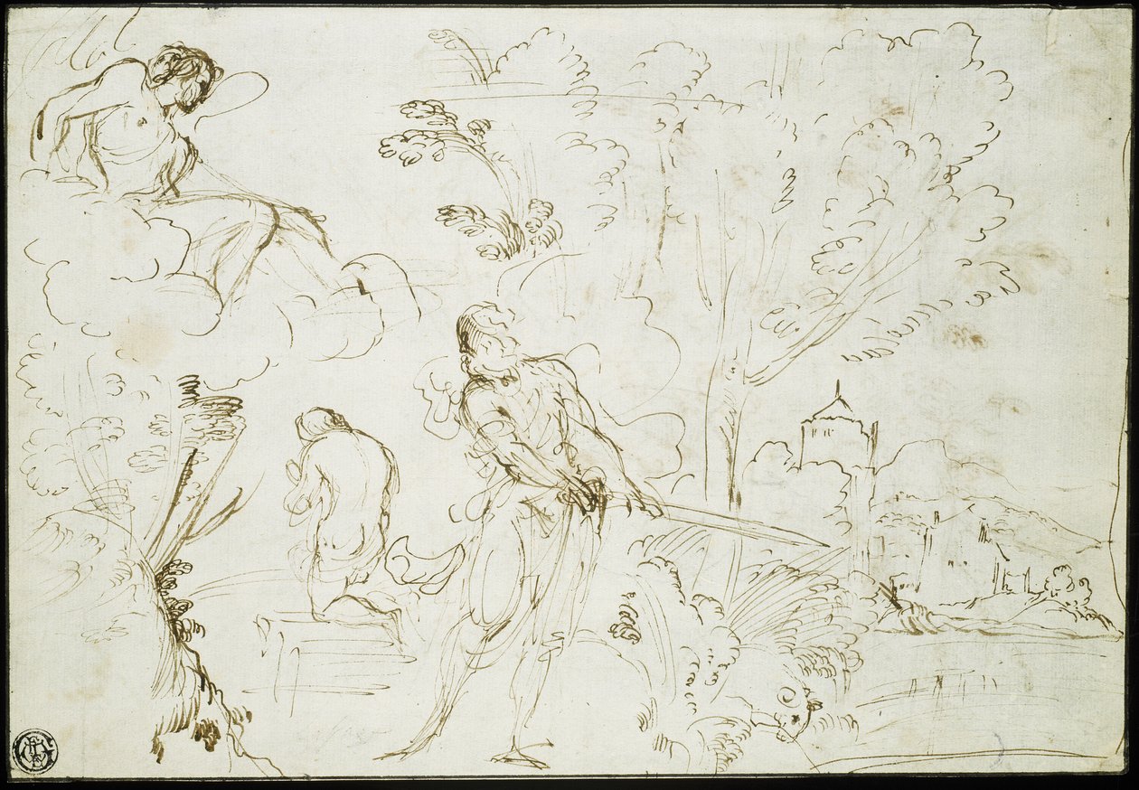 Izsák feláldozása (recto); Jákob álma (verso) alkotó: Guercino