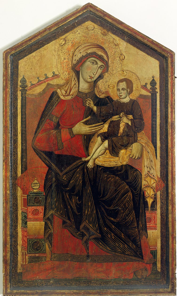 Madonna és a gyermek trónol (tempera a panelen) alkotó: Guido da Siena