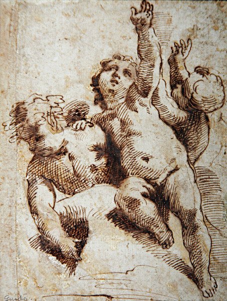 Kerubok, 1620 körül (ceruza papíron) alkotó: Guido (attr. to) Reni