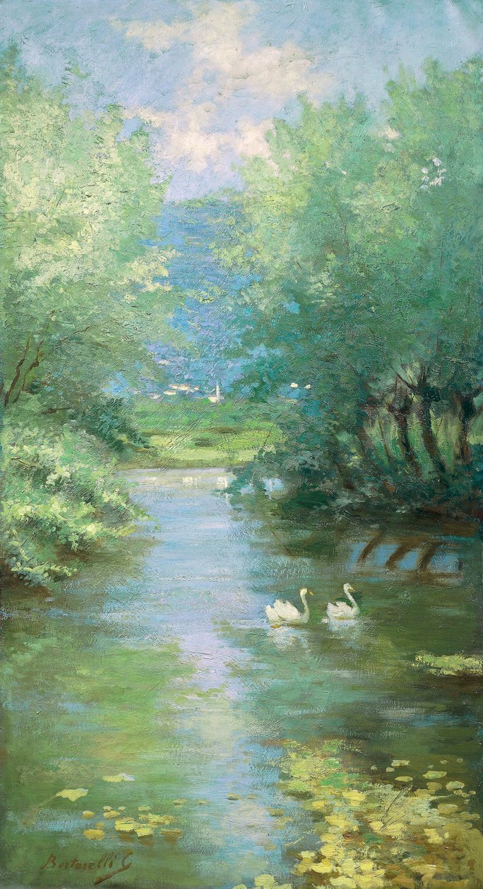 Landscape with swans (oil on canvas) alkotó: Guido Bertarelli