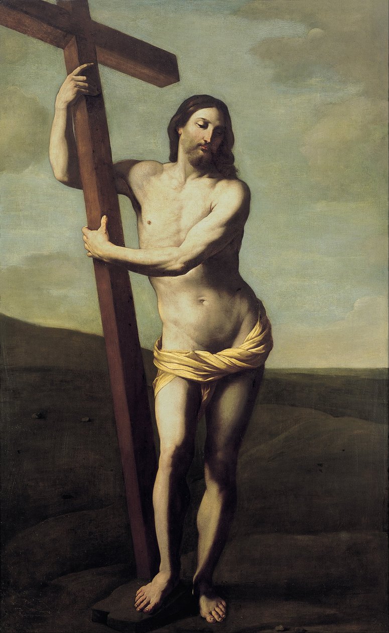 A feltámadt Krisztus a kereszt által átölelve alkotó: Guido Reni