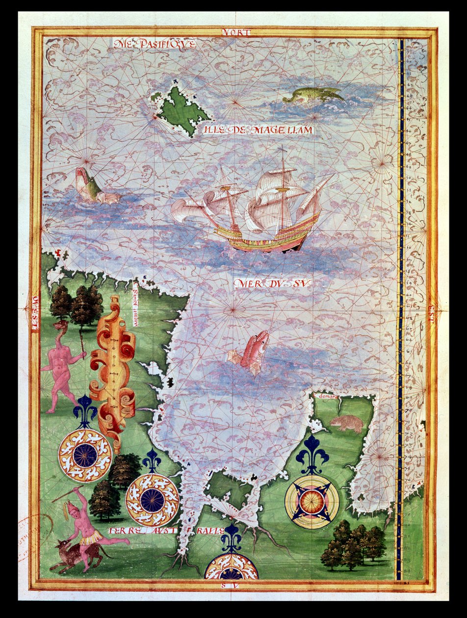 Fol.31v Ausztrália és a Magellán-sziget térképe a "Cosmographie Universelle"-ből, 1555 alkotó: Guillaume Le Testu