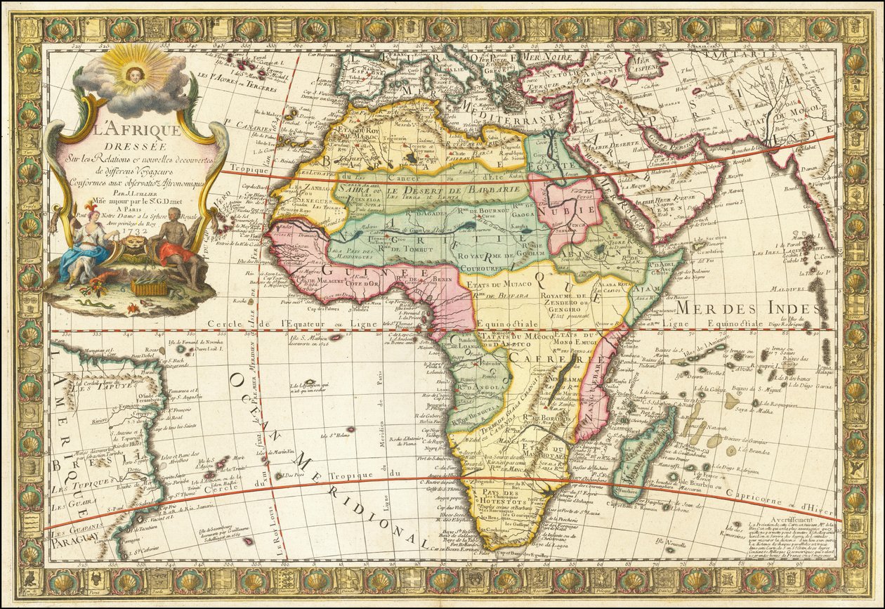 1732-es Afrika-térkép Guillaume Danet-től alkotó: Guillaume Danet
