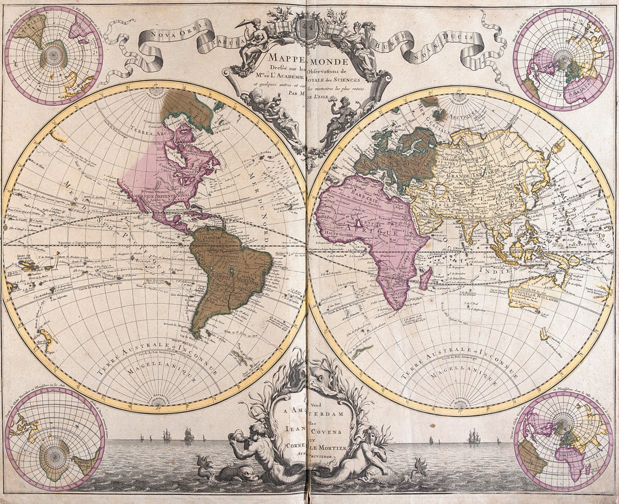 Planisphere World (rézkarc alkotó: Guillaume Delisle