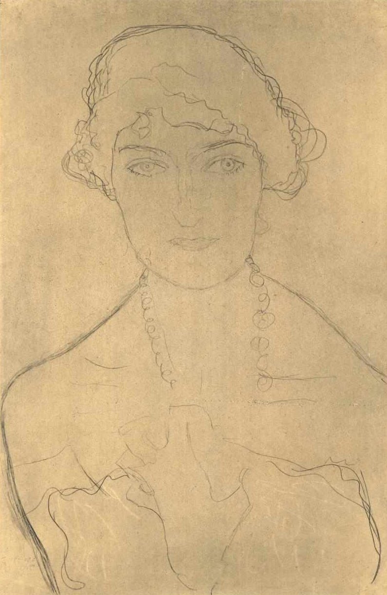 Elöl félhosszú portré nyaklánccal alkotó: Gustav Klimt