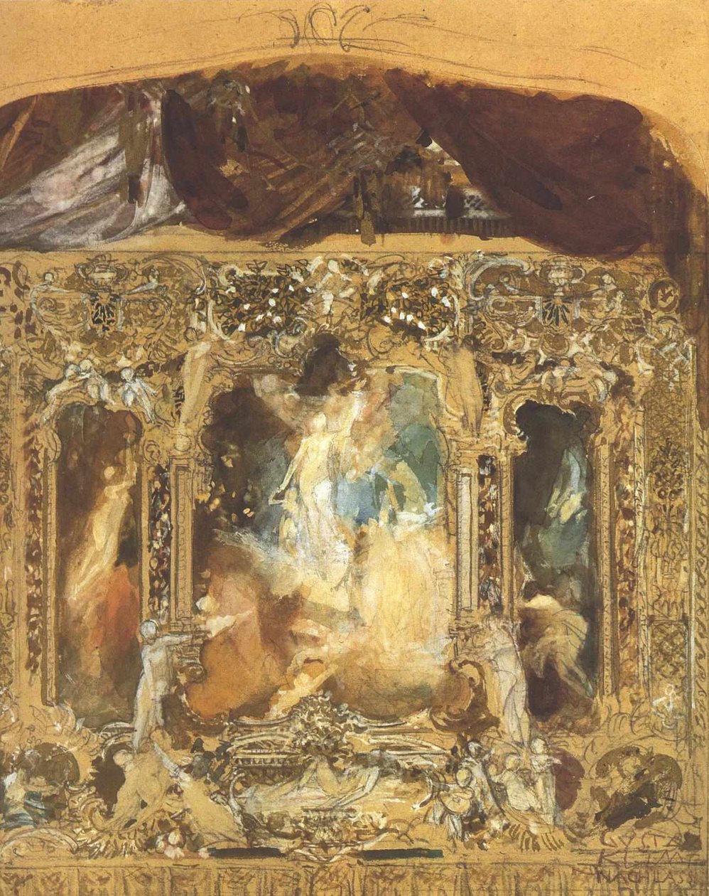 Színházi függöny tervezése alkotó: Gustav Klimt