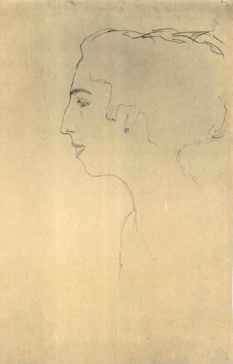 A nő feje a profilban balra alkotó: Gustav Klimt