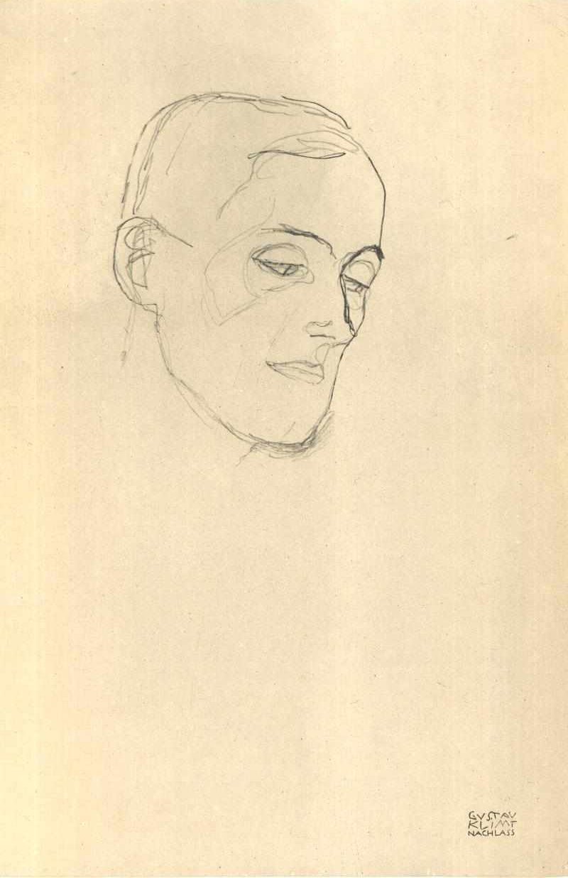 Fejtanulmány háromnegyed profilban alkotó: Gustav Klimt