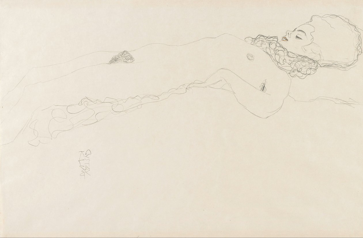 Meztelen lány Ruffal, hazudik alkotó: Gustav Klimt
