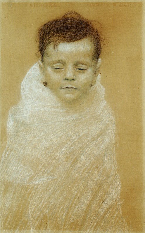 Portré a művészek halott fiáról alkotó: Gustav Klimt