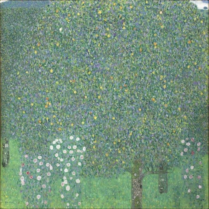 Rózsabokrok a fák alatt alkotó: Gustav Klimt