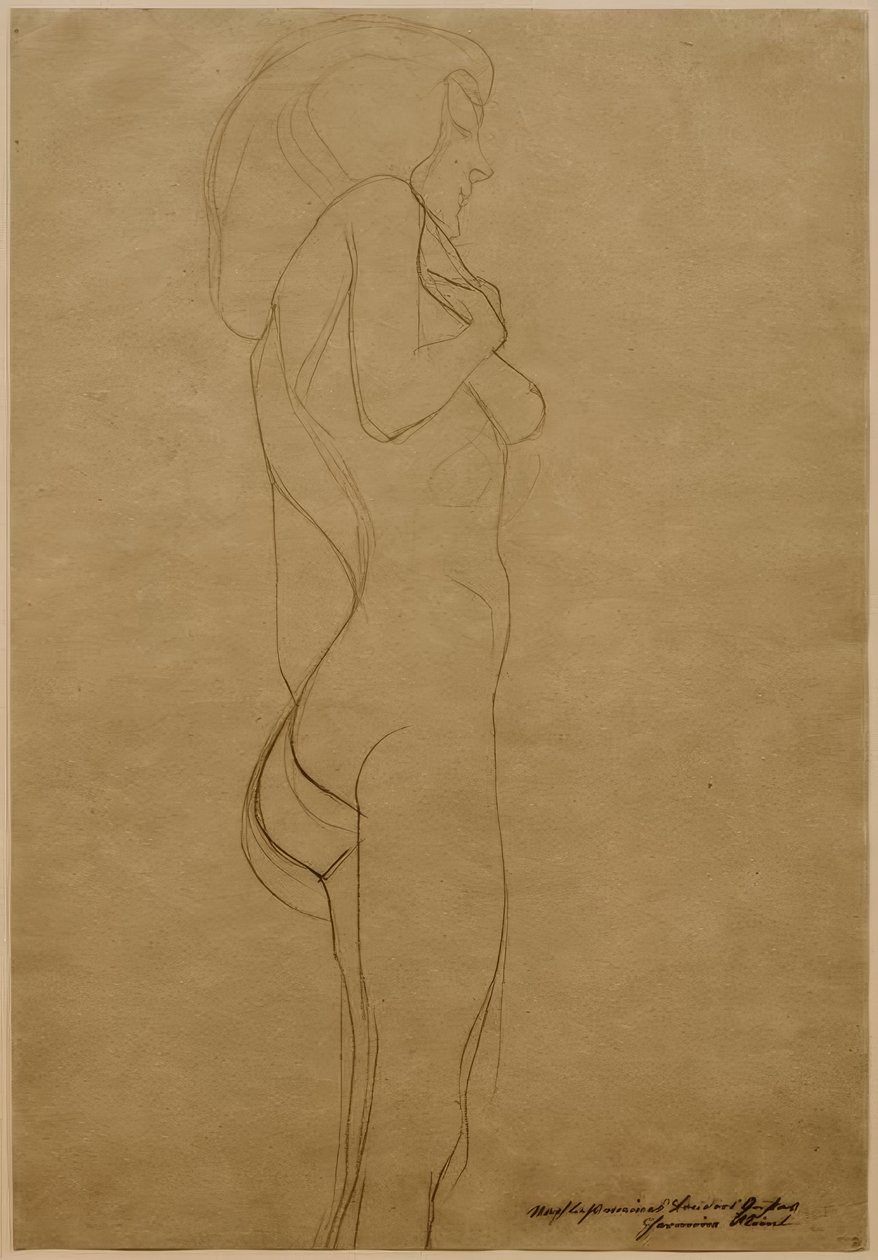 Álló női akt jobbra (tanulmány) alkotó: Gustav Klimt