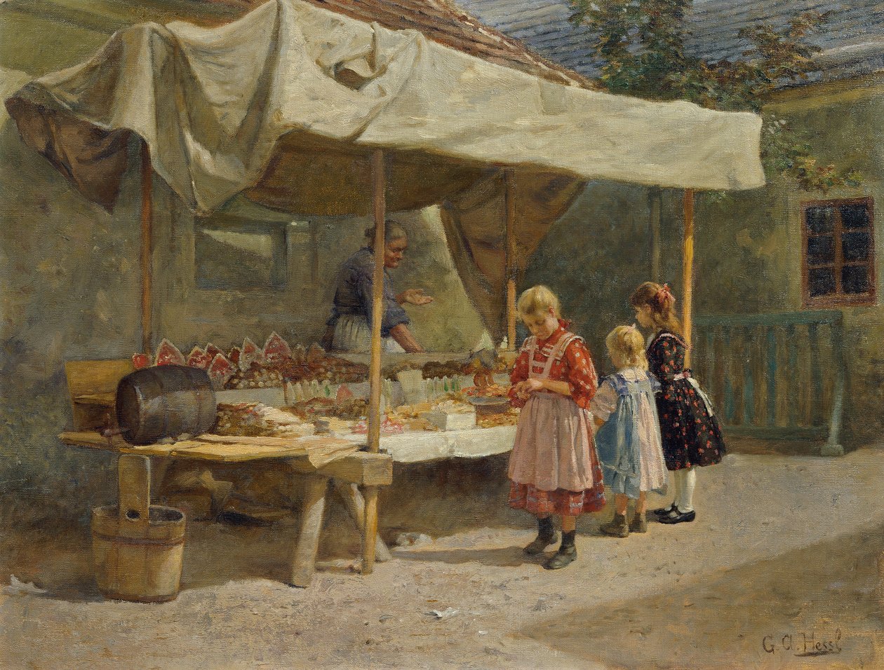 A mézeskalács standnál alkotó: Gustav Adolf Hessl