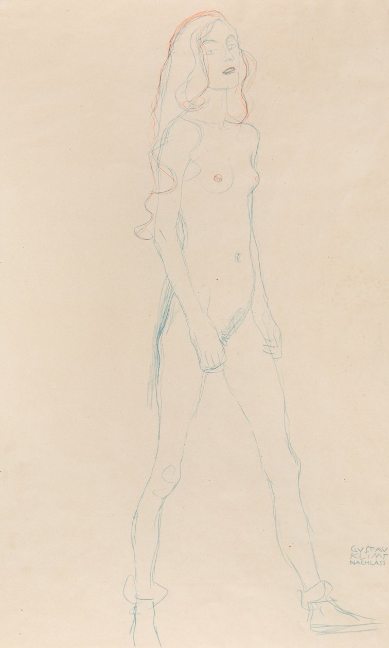 Egy meztelen fiatal lány, c. 1917. alkotó: Gustav Klimt