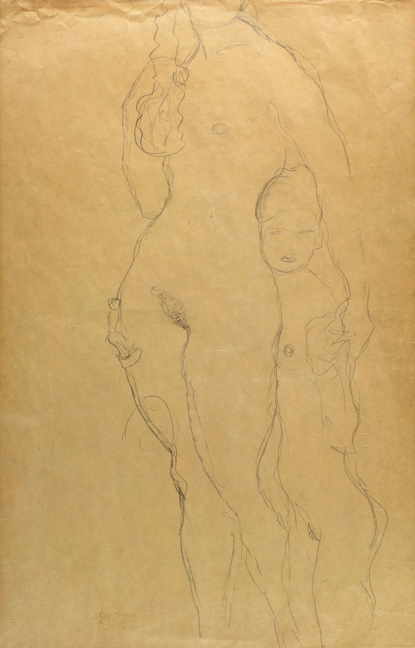 Anya és lánya (ceruza papíron) alkotó: Gustav Klimt