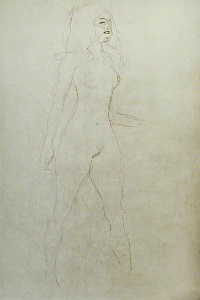 Álló akt (fordítva) alkotó: Gustav Klimt