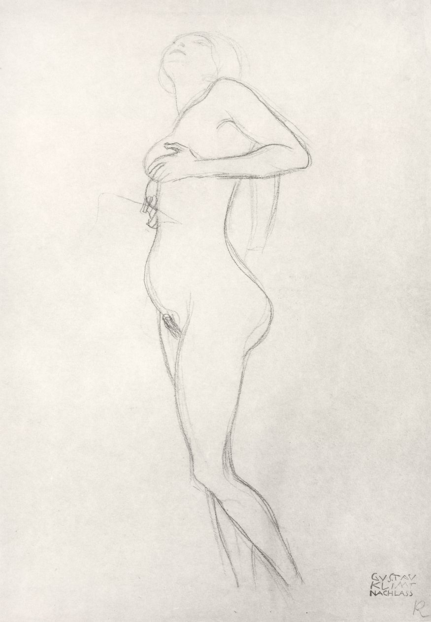 Álló meztelen lány felnézett alkotó: Gustav Klimt