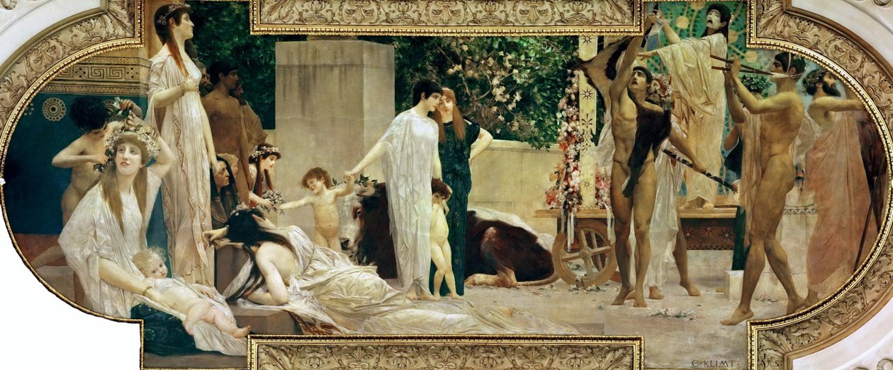 Thespis kocsija alkotó: Gustav Klimt