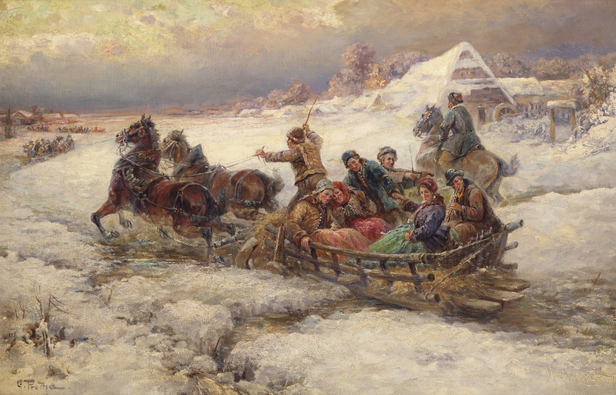 Trojka a hóban alkotó: Gustav Prucha