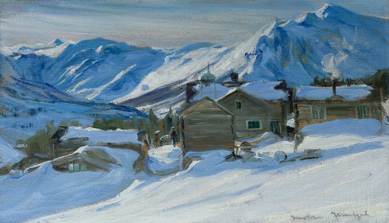 Hegyi farm havas tájban alkotó: Gustav Wentzel