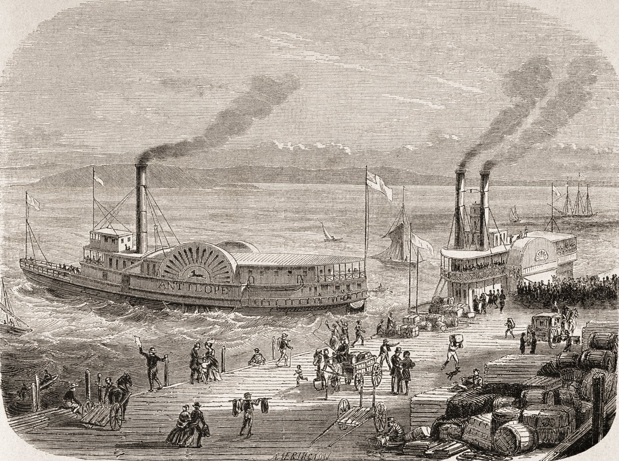A San Francisco-dokkok az 1860-as években alkotó: Gustave Adolphe Chassevent Bacques