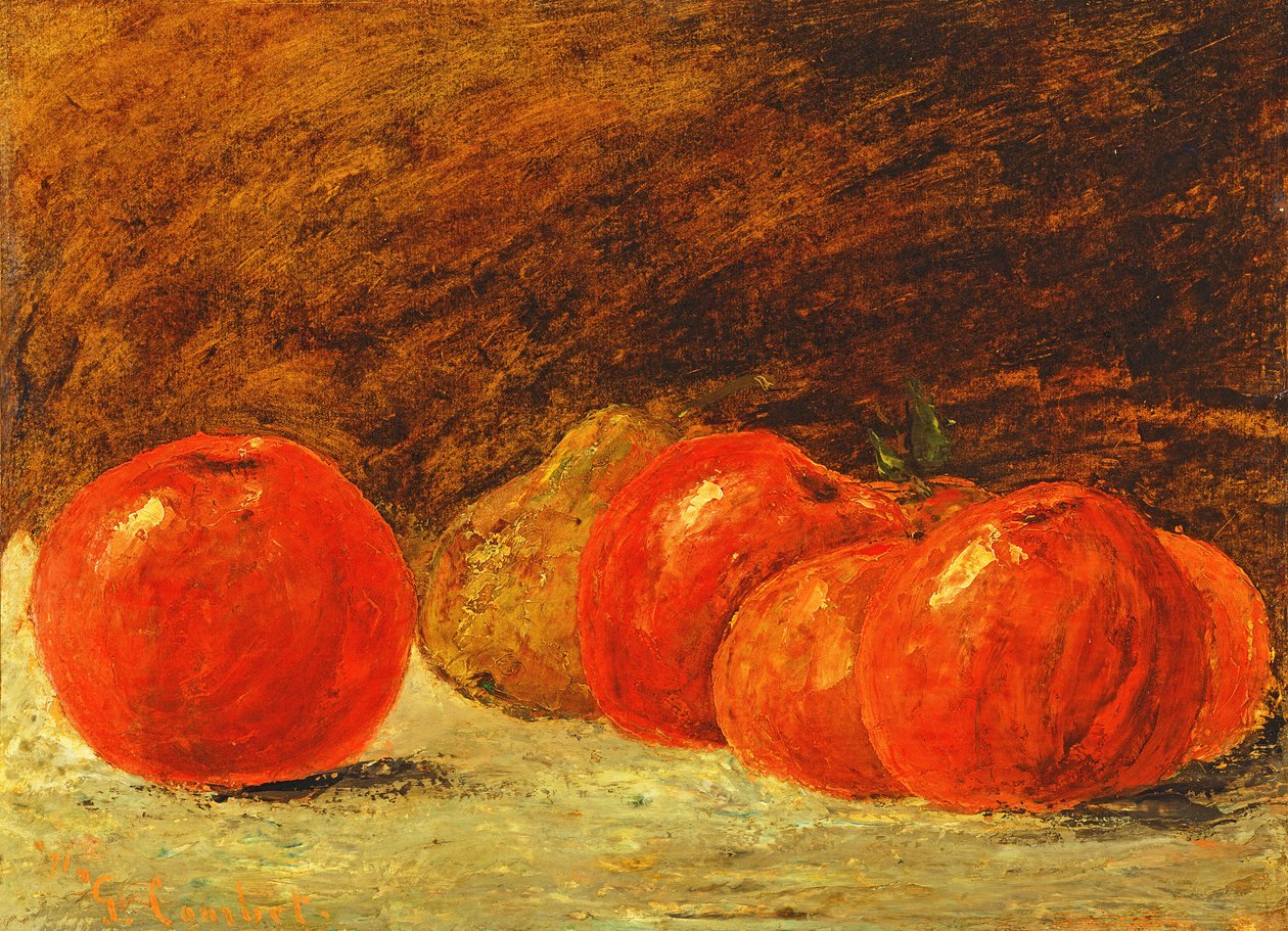 Csendélet almával (olaj, papír, vászonra fektetve) alkotó: Gustave Courbet