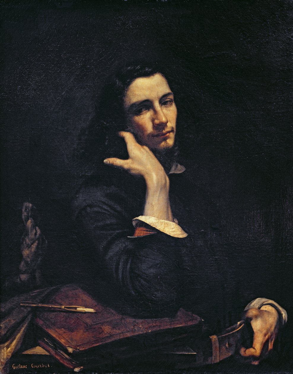 A férfi a bőrövvel. A művész portréja, 1846 körül alkotó: Gustave Courbet