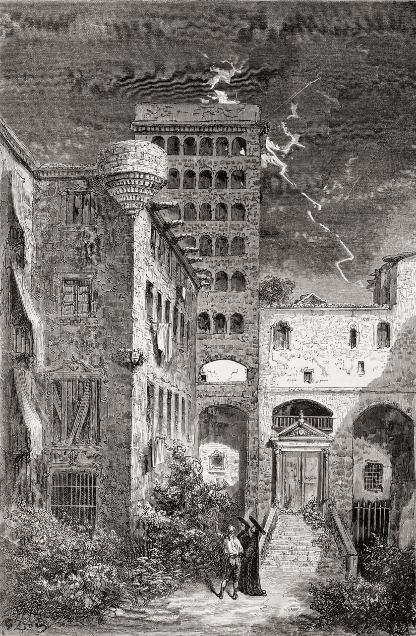 El Palacio de la Inquisicion a 19. században, 1878 (fametszet) alkotó: Gustave Dore