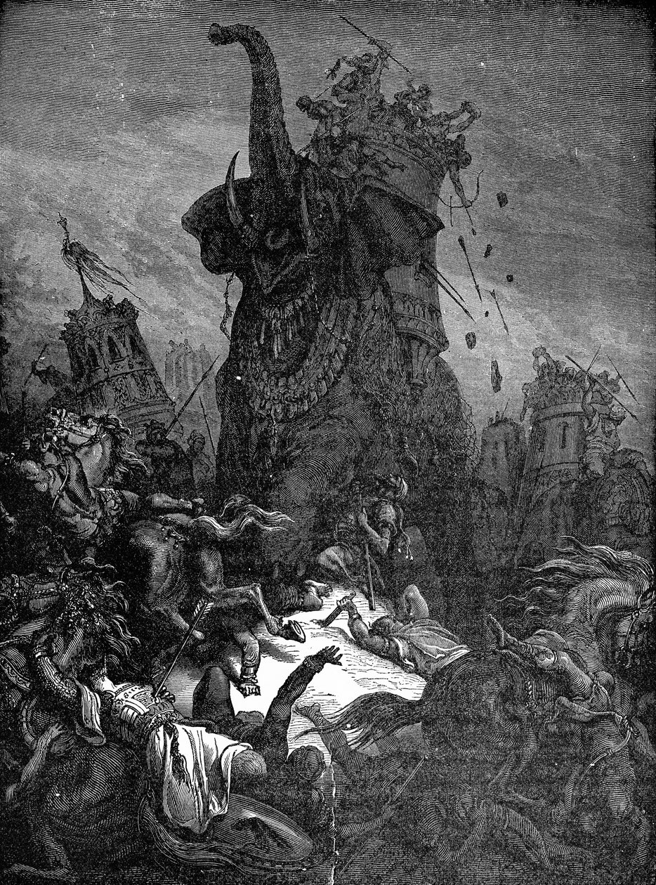 Eleázart megölte az elefánt, 1888 alkotó: Gustave Dore