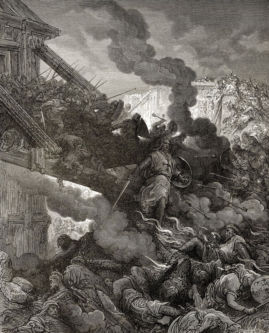 Godfrey (kb. 1060-1100) belép Jeruzsálembe, illusztráció a „Bibliotheque des Croisades”-ből, J-F. Michaud, 1877 alkotó: Gustave Dore