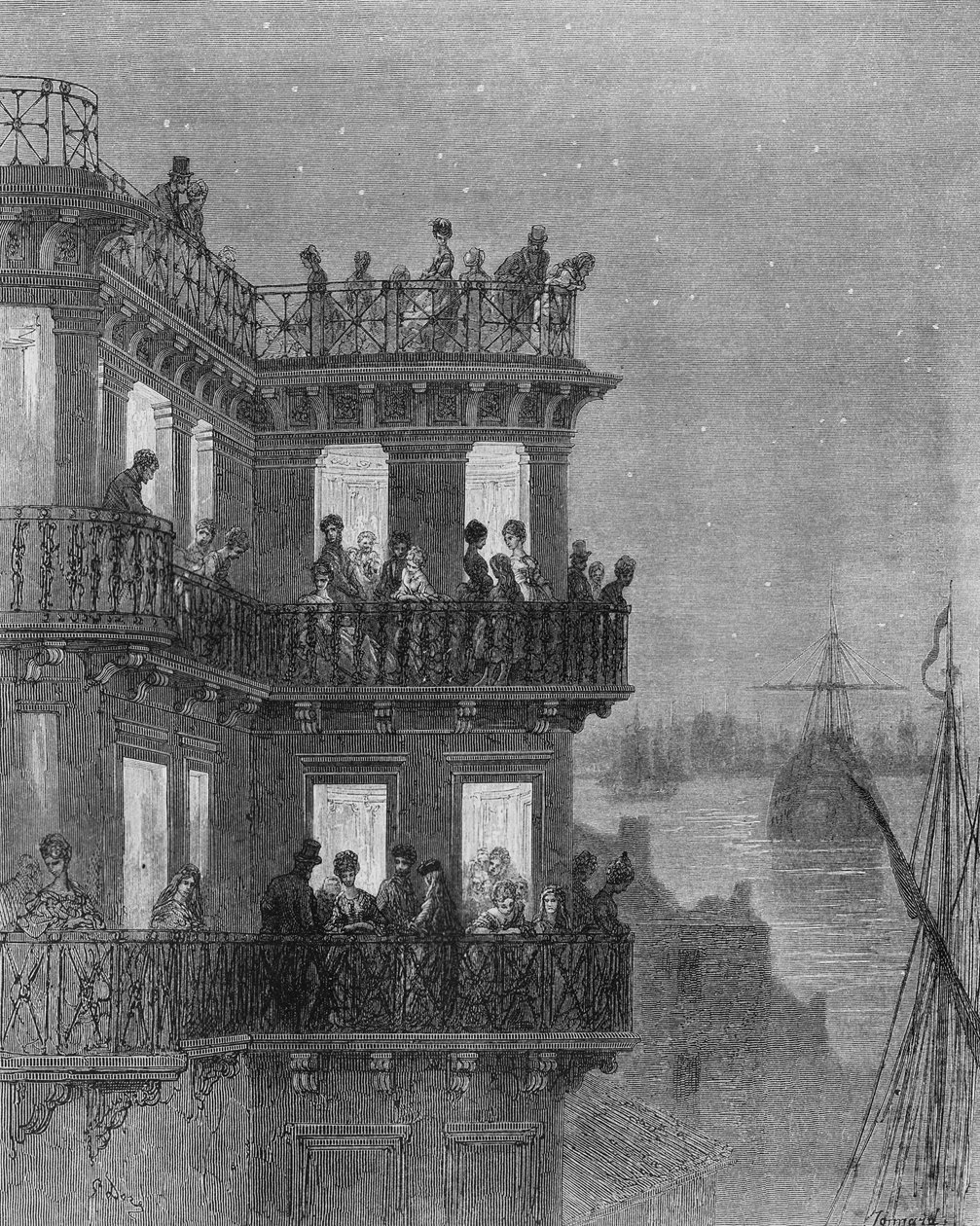 Greenwich a szezonban, illusztráció a „London, a Zarándoklat” című filmből, 1872 alkotó: Gustave Dore