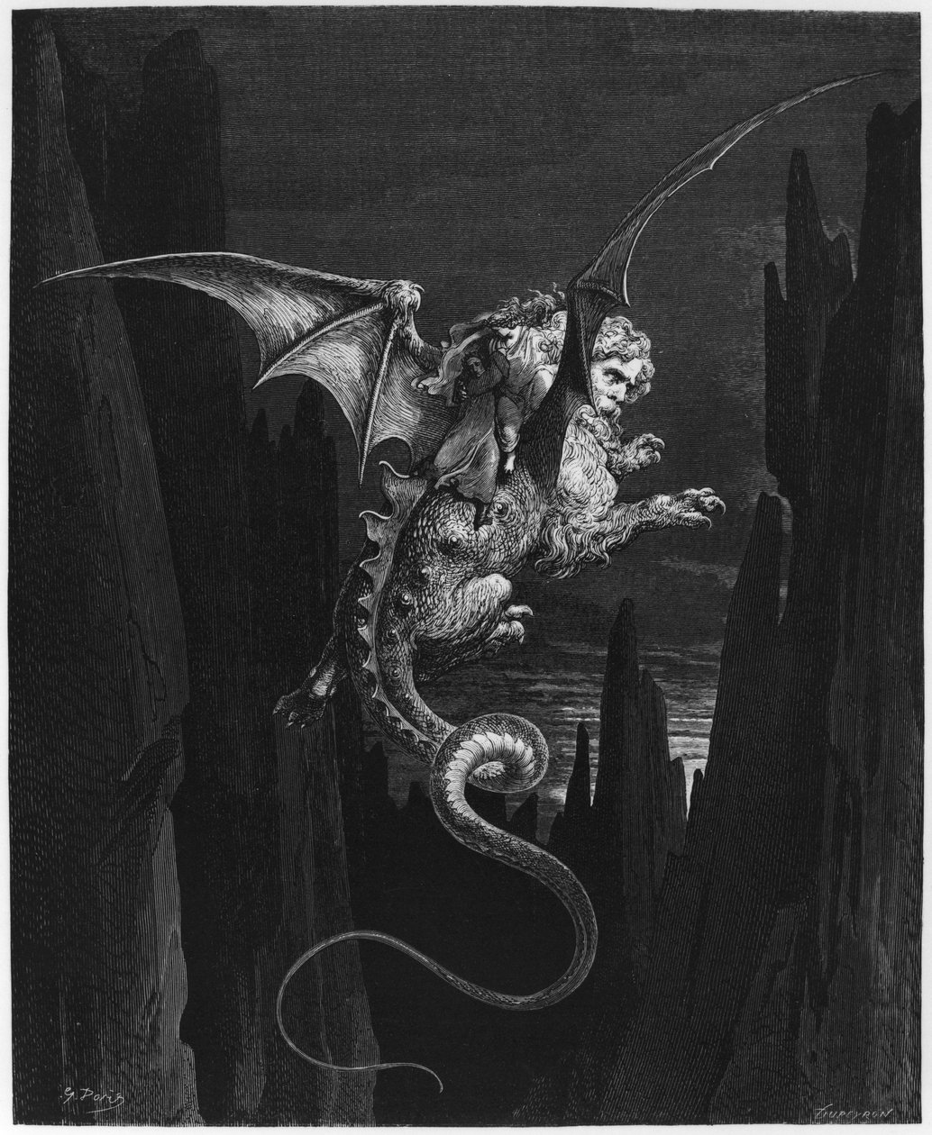 Illusztráció Dante Alighieri (1265-1321) "Isteni komédia" (Inferno) című művéből, Párizs, 1885-ben jelent meg. alkotó: Gustave Dore