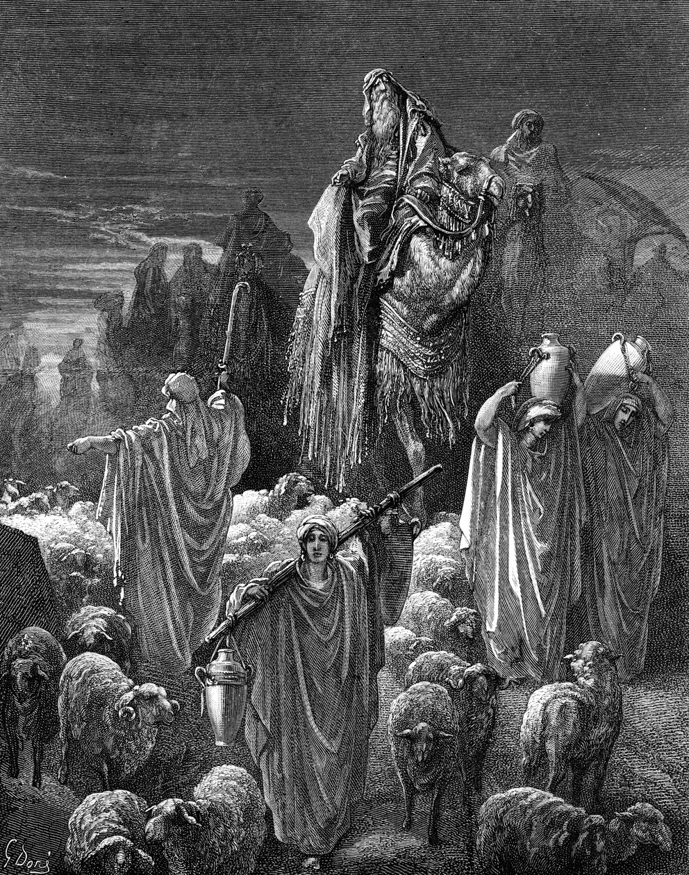 Jákob Egyiptomba utazik, Gustave Doré. - Biblia alkotó: Gustave Dore