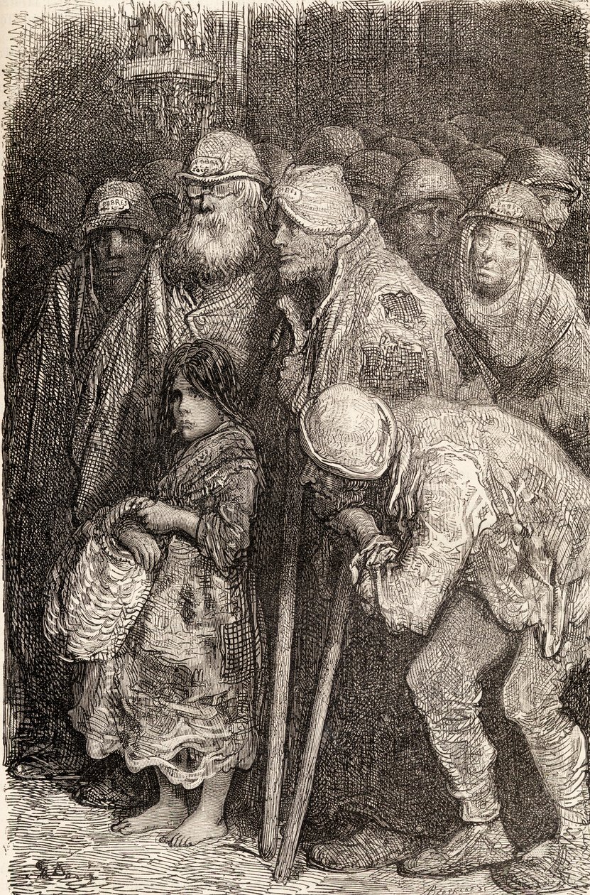 Spanyol koldusok Burgosból, Spanyolországból a 19. században, 1878 (fametszet) alkotó: Gustave Dore